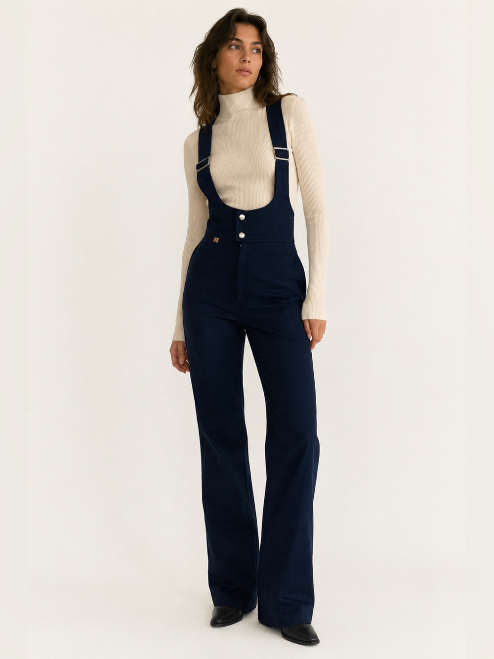 Vintage Roffe Ski Bib Pants Blue Wool Blend USA 80s 90s